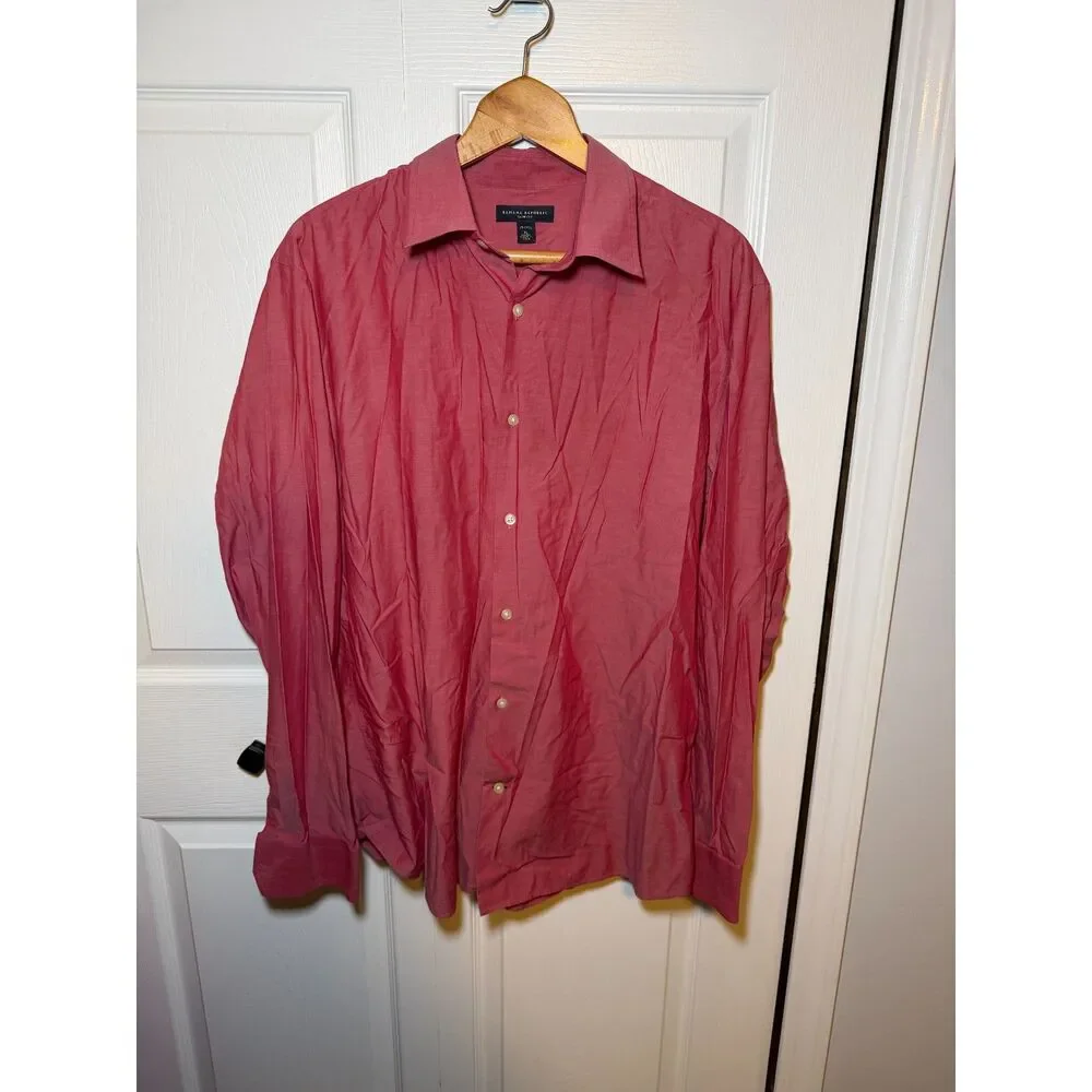 Banana Republic Slim Fit Men's XL Salmon Red Shimmer Dress Shirt
